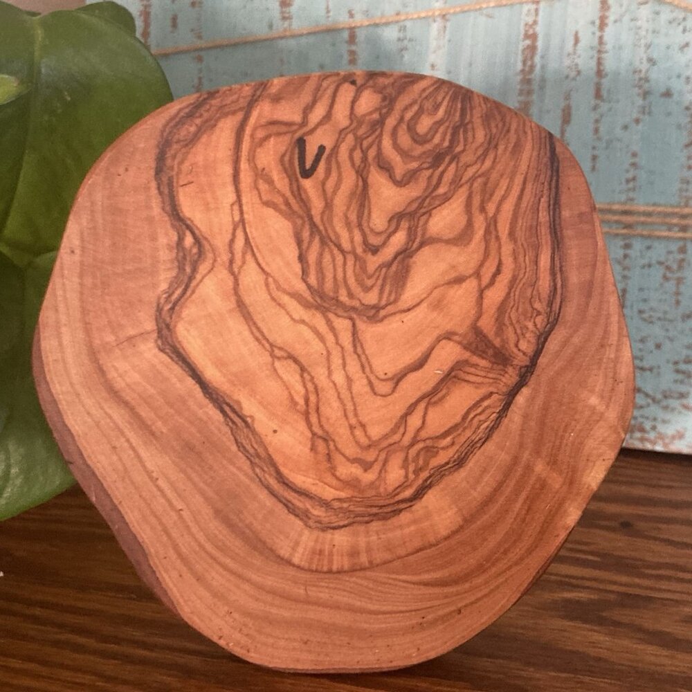Olive Wood Rustic Natural Coaster Set of 6 with Holder Hand Made - Picture 13 of 16
